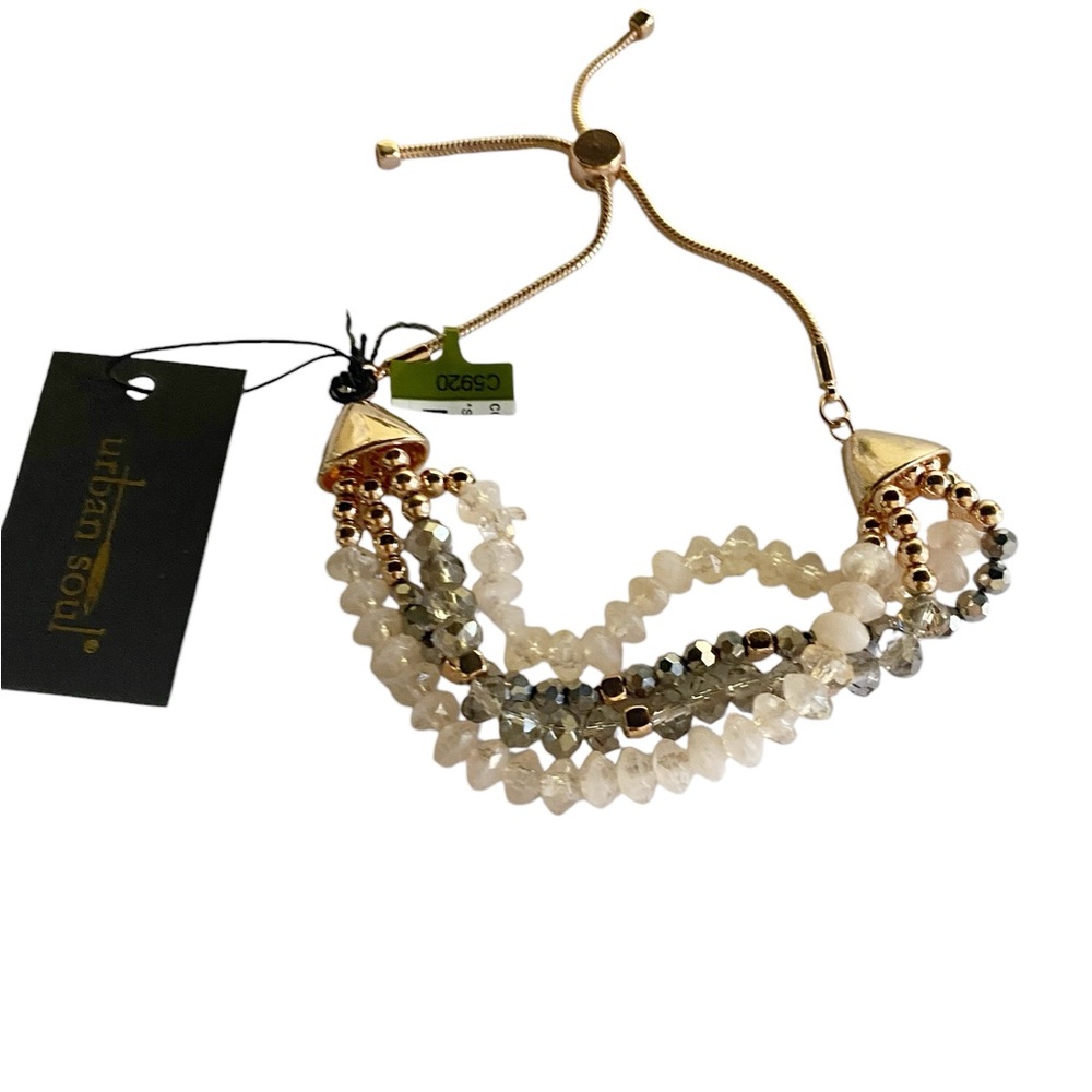 Urban Soul Multi Strand Beaded Bracelet Adjustable, NWT